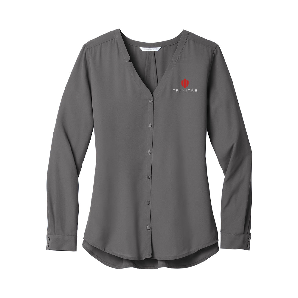 Port Authority Ladies Long Sleeve Button-Front Blouse