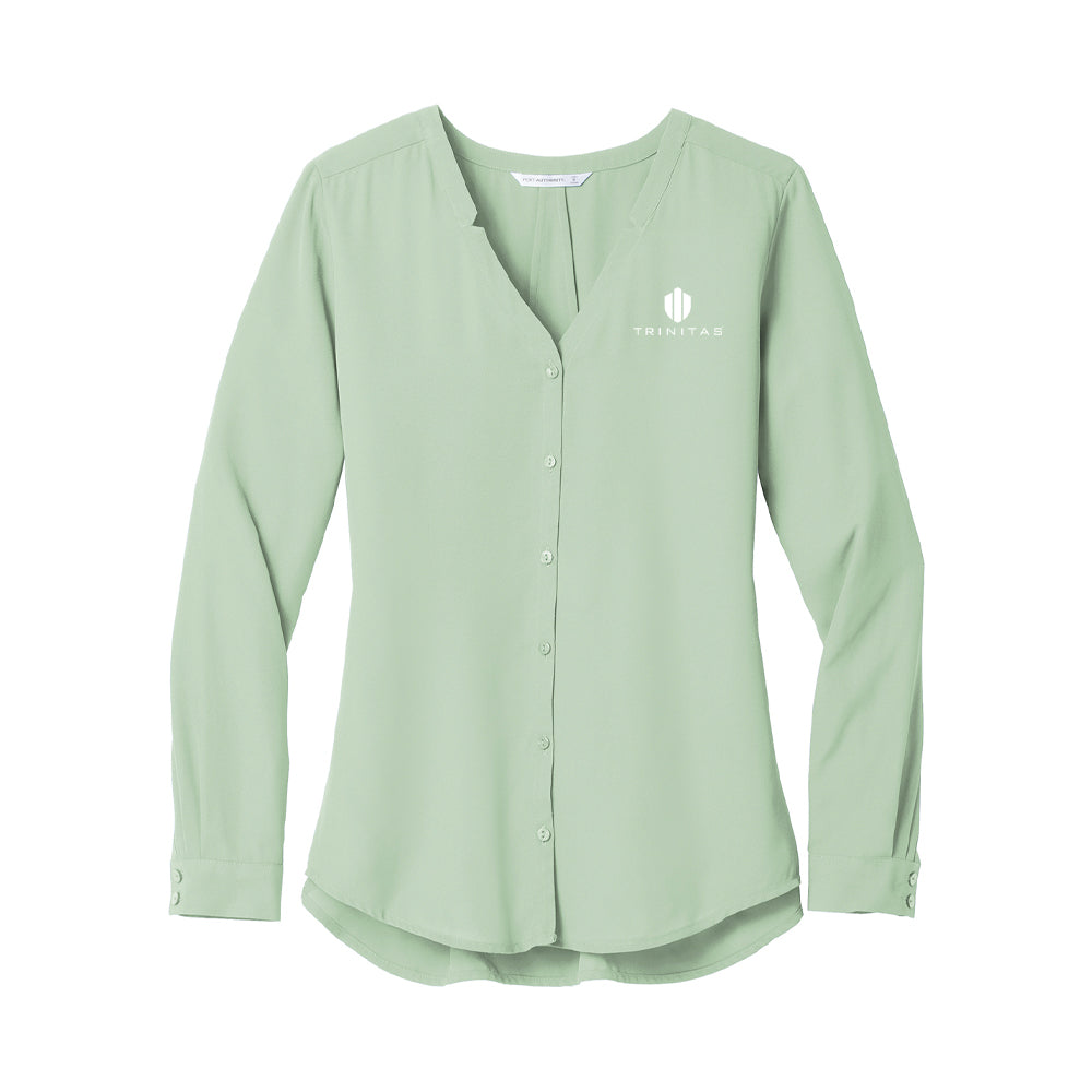 Port Authority Ladies Long Sleeve Button-Front Blouse