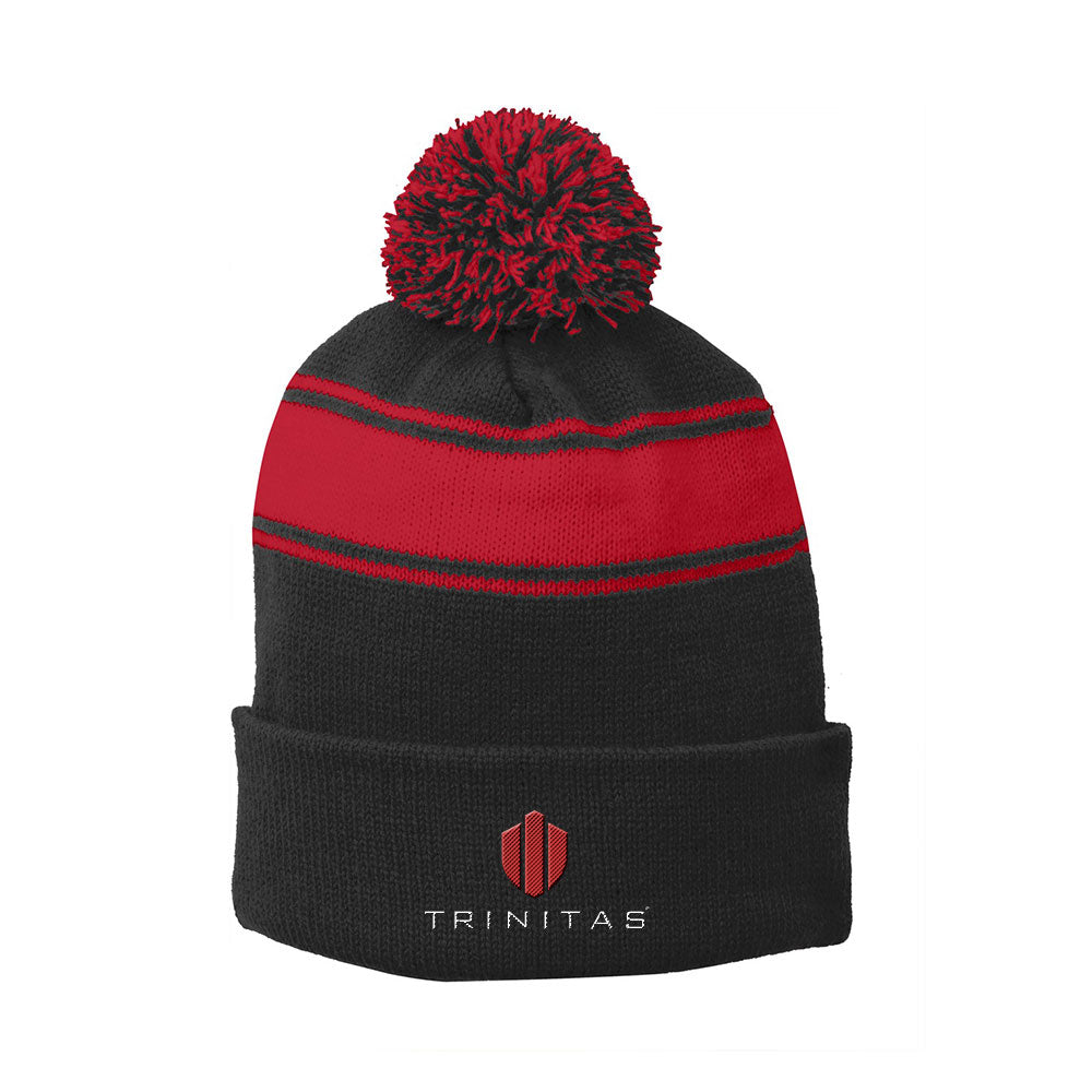 Sport-Tek Stripe Pom Pom Beanie