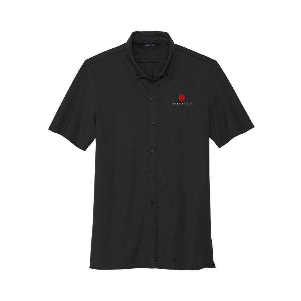 MERCER+METTLE Stretch Pique Full-Button Polo