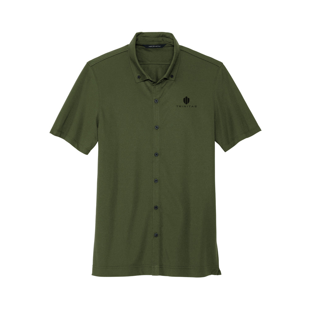 MERCER+METTLE Stretch Pique Full-Button Polo