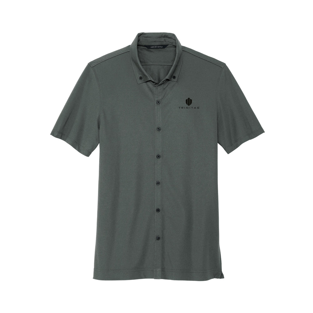 MERCER+METTLE Stretch Pique Full-Button Polo